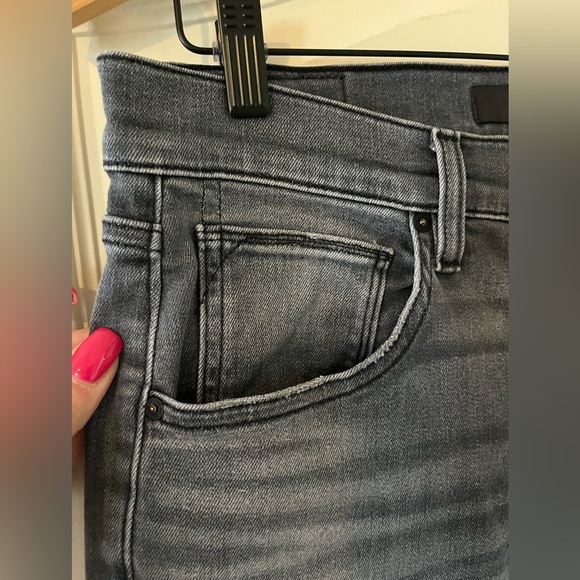 Hudson Los Angeles Charcoal Gray Straight Distressed Designer Jeans Size 30 - Picture 3 of 16